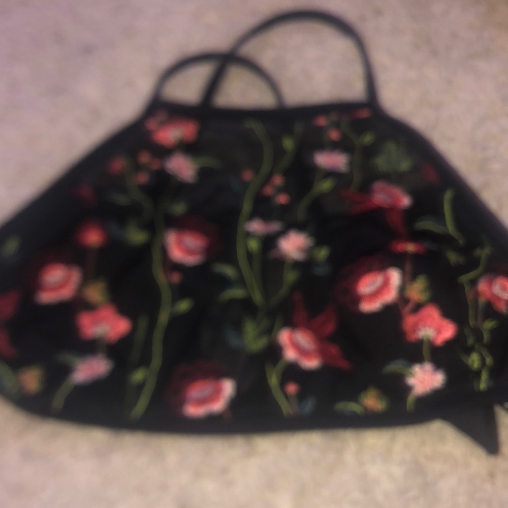 Halter  floral stitch bikini top